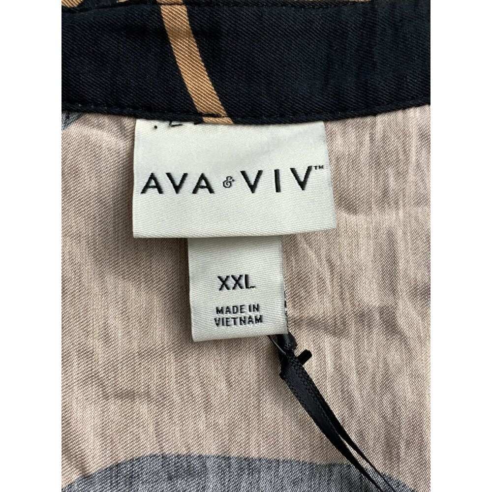 Ava & Viv Womens Plus Size Black & Tan Abstract Button-Front Shirt Size XXL - Picture 7 of 11